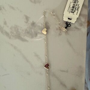 Fossil Silver and Pink Heart Bracelet